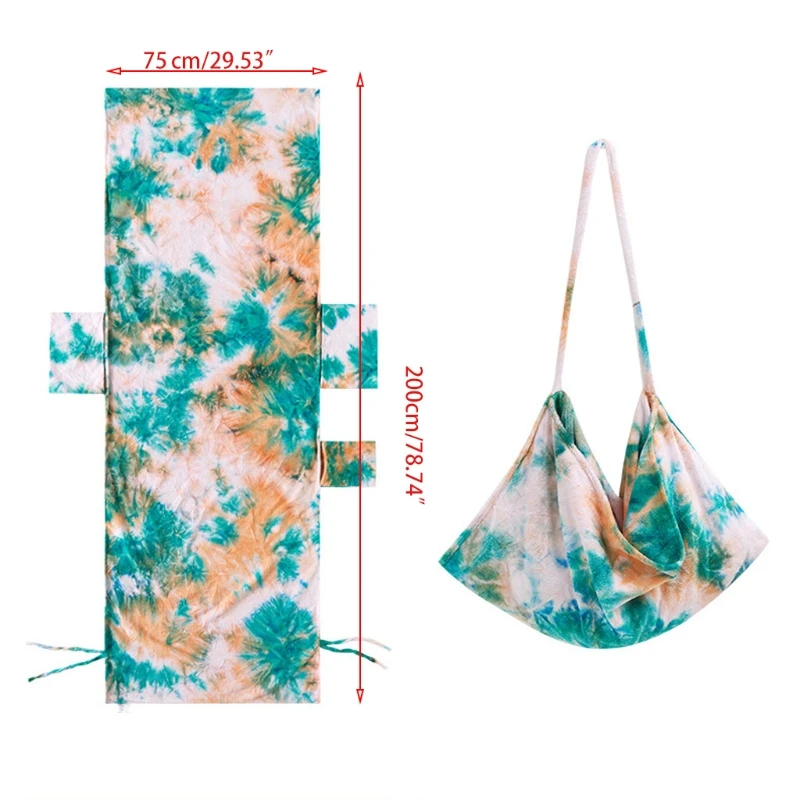 

Dyeing Chaise Lounge Chair Cover Foldable Absorbent Beach Bath Towel with Side Pockets Bandage Ties for Pool Sun Lounger No