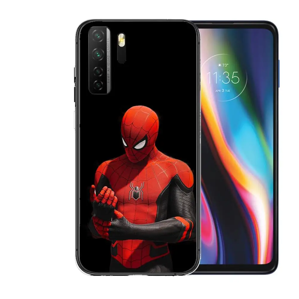 Роскошный черный мягкий чехол с изображением Человека-паука MARVEL пухом для Huawei Nova