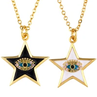 trendy greek evil eye charm necklace for women crystal enamel star pendant choker turkish blue eye gold plated cz jewelry gift