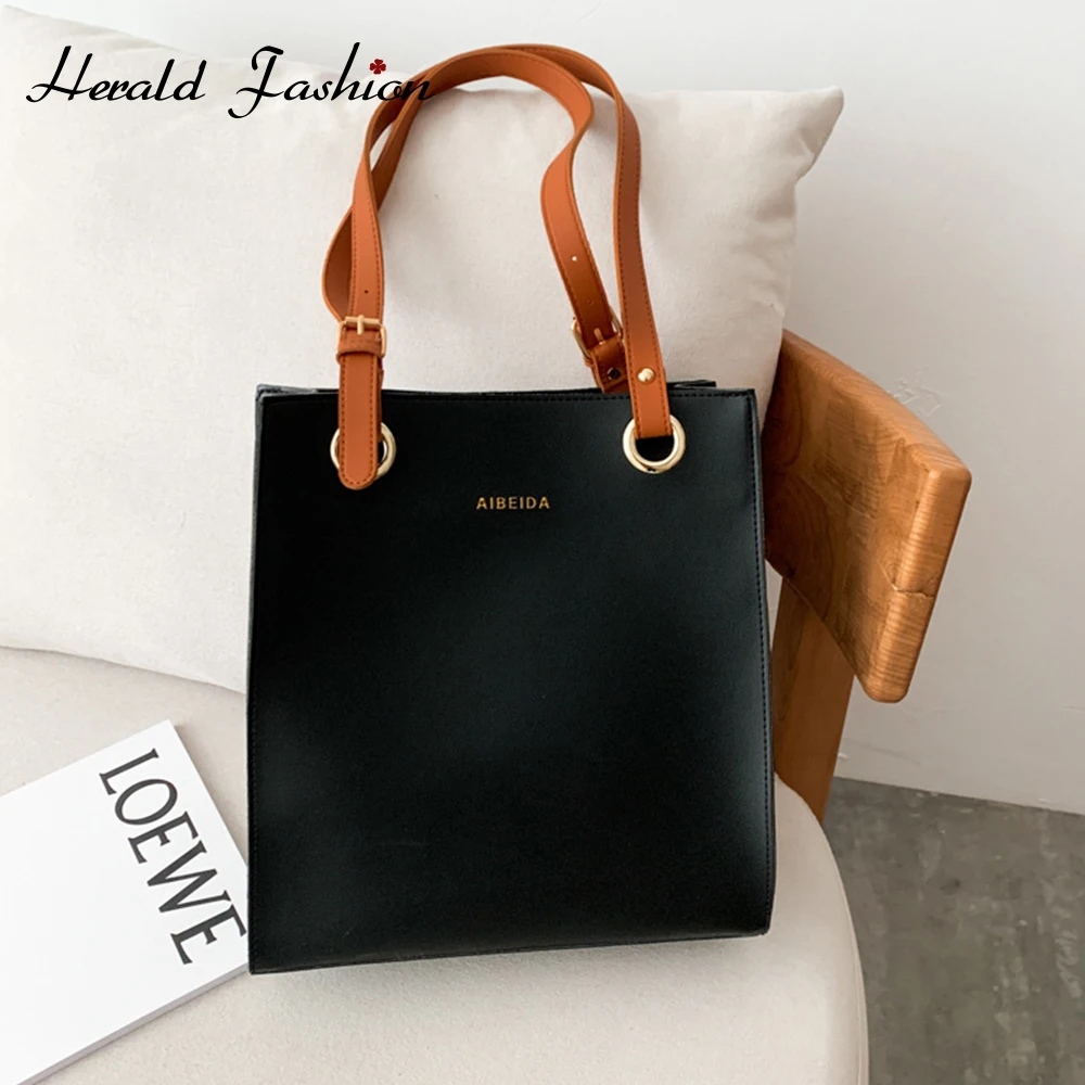 

Винтажная модная женская большая сумка-тоут, новинка 2021, качественная кожаная женская дизайнерская сумка, вместительные сумки на плечо с це...