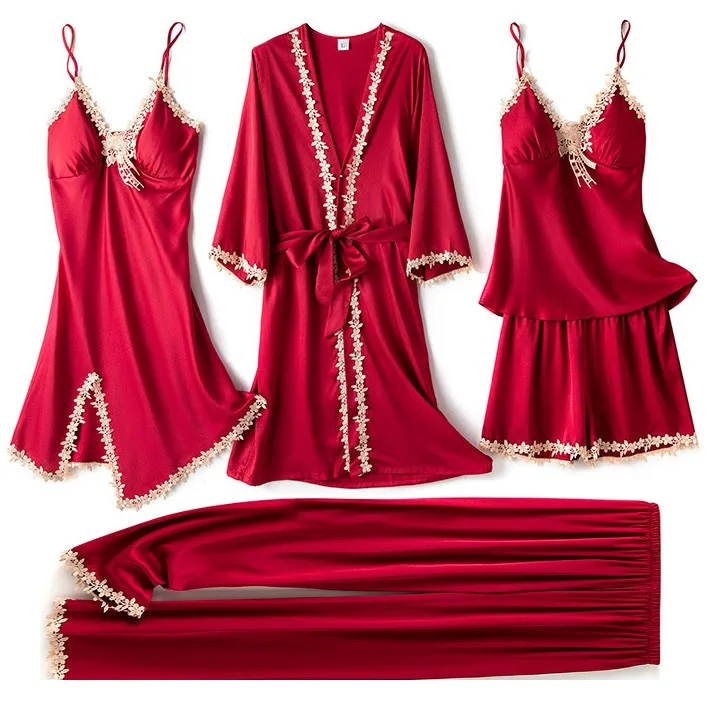 

Халат-кимоно, кружевной, набор женских халатов, атласное шелковое