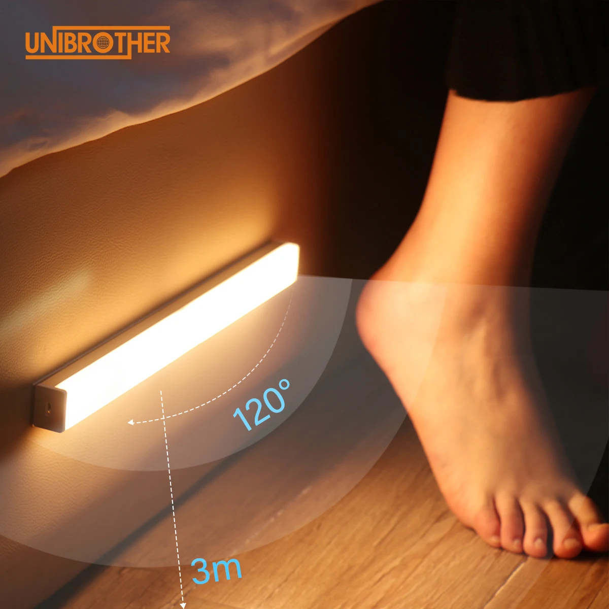 

Wireless LED Under Cabinet Light, Motion Sensor Lamp, Staircase, Kitchen, Hallway, Night Light