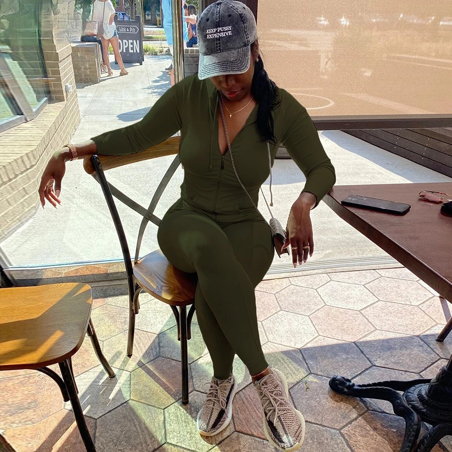 

autumn two piece set women long sleeve hooded zipper pocket sporty Jackets+leggings matching sets workout stretchy outfits 2021