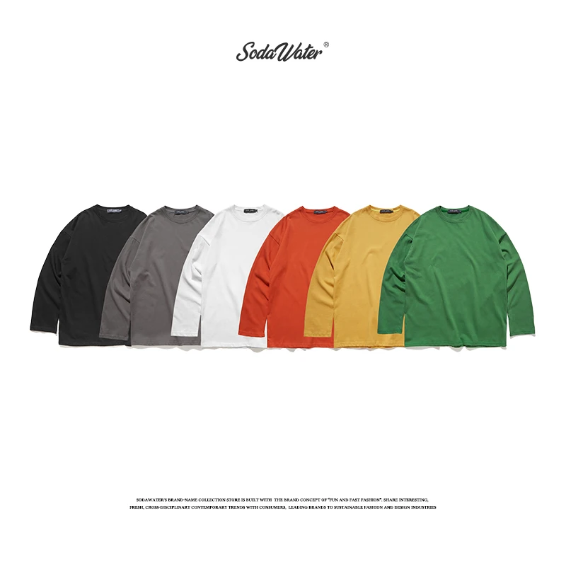 Футболка SODAWATER мужская с длинным рукавом базовая Однотонная рубашка в стиле