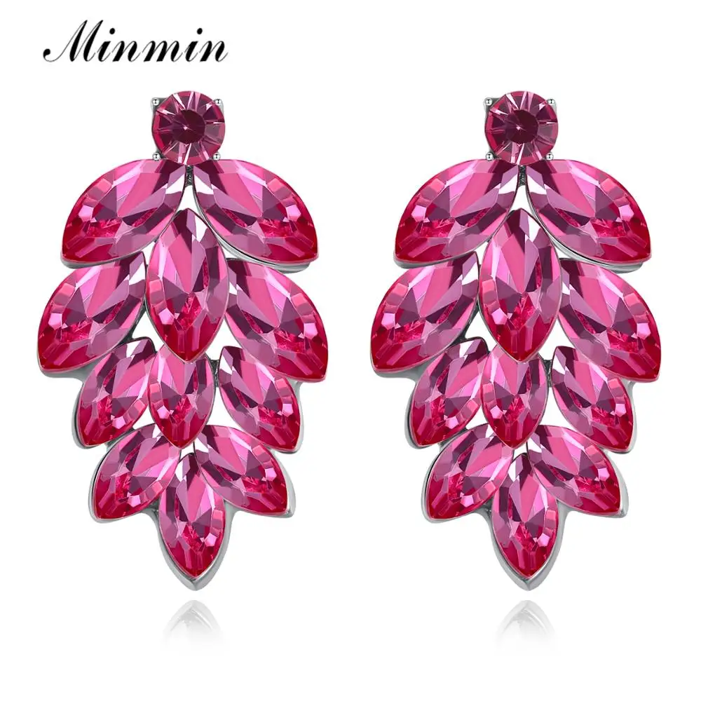 Minmin милые маленькие серьги капли в виде листьев для невесты 3 цвета с кристаллами