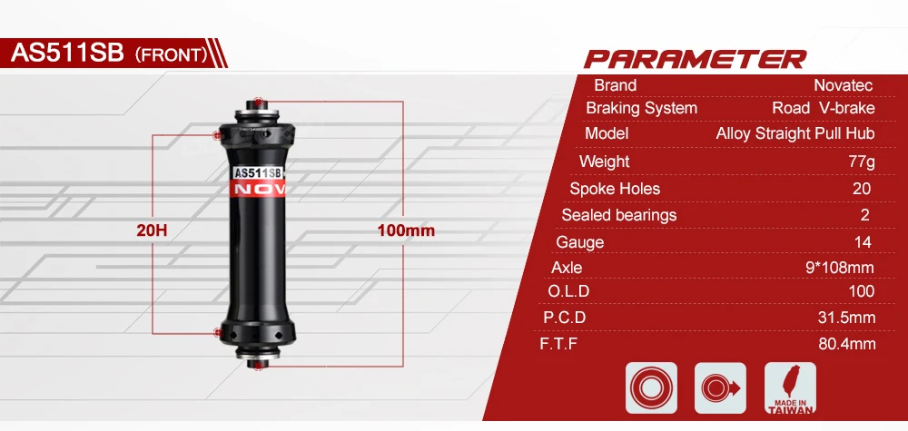 Ступицы для дорожного велосипеда Novatec AS511SB/FS522SB прямая вытяжная ступица 20/24h 511/522