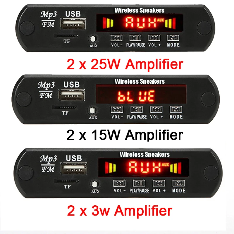 

2*15W/2*25W Amplifier MP3 Player Module Bluetooth-compatible 5.0 Decoder Board 12V 50W Amplifier Car FM Radio Module mp3 players