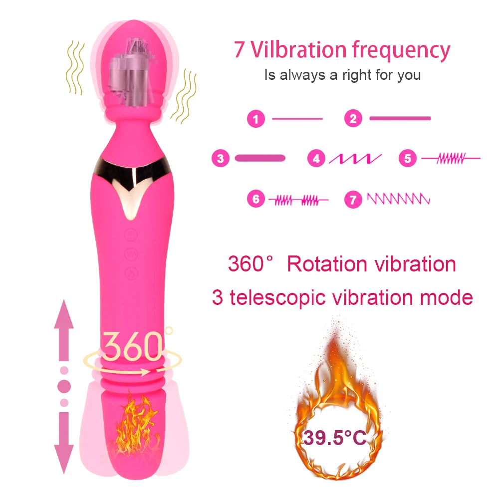 Дилдо вибратор телескоп 7 шаблонов вибрации нагреваемый интимные игрушки для