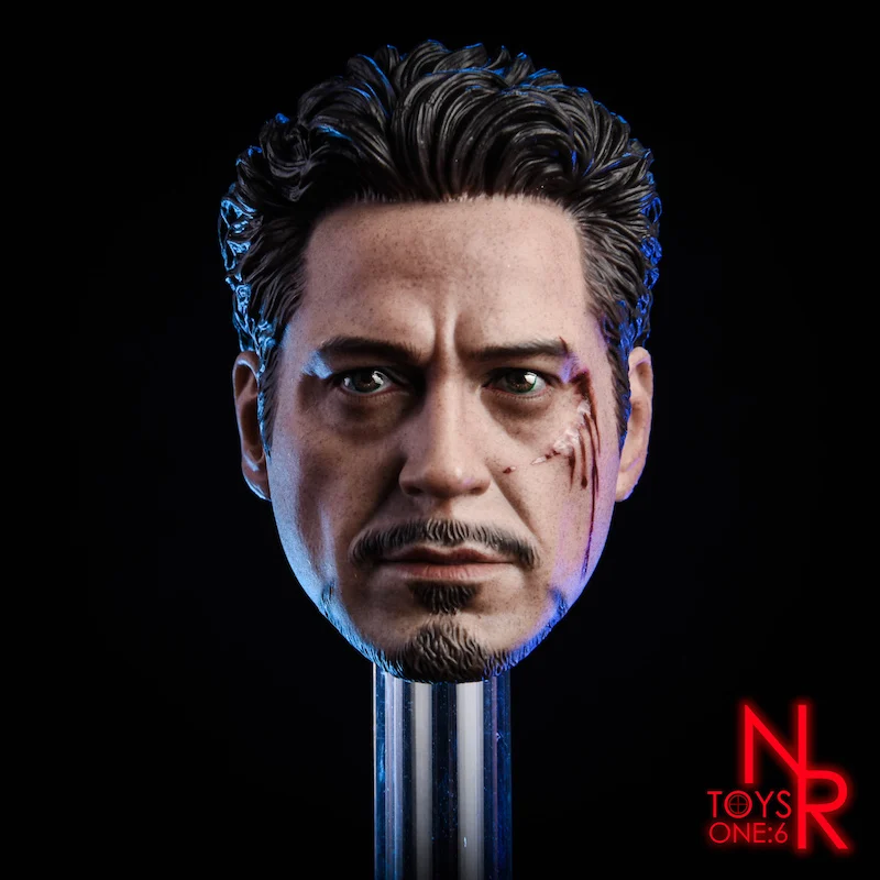 

New 1:6 Scale Male Head Sculpt MK5 Tony 2.0 Head Carved Model Toys Normal/Damaged Version fit 12" Action Figure for Collection