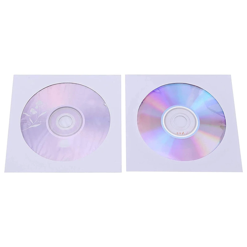 100 упаковок муфты для CD DVD Премиум плотные белые бумажные конверты с вырезами на