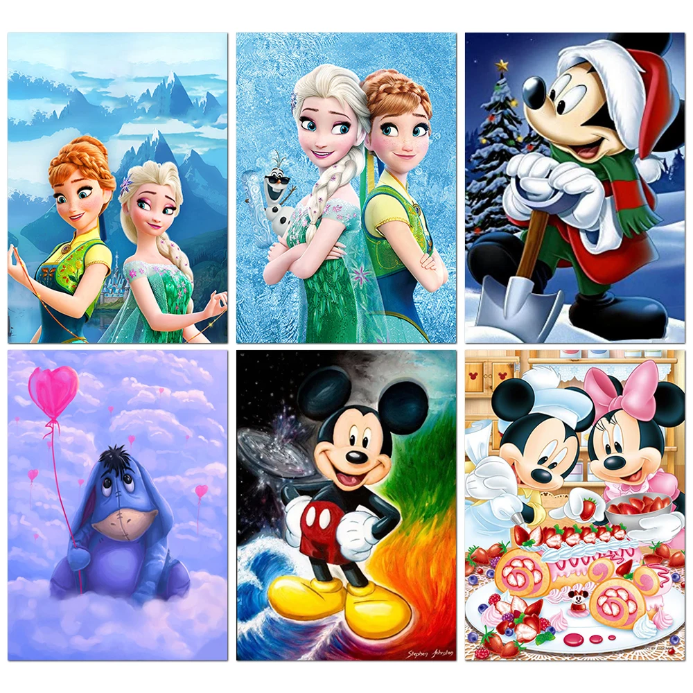 

Diamond Embroidery Paintings Disney Mosaic Christmas Mickey Minnie Cartoon Snow Scene Full Square Cross Stitch Home Decoration