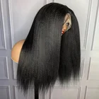 26 дюймов длинный 180% плотный курчавый прямой синтетический кружевной передний парик для черных женщин с детскими волосами натуральный черный термостойкий