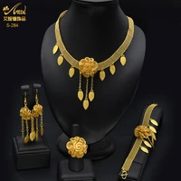 indian bridal jewelry sets 24k gold plated african chokers necklaces earrings rings fashion tassel flower dubai luxury sets