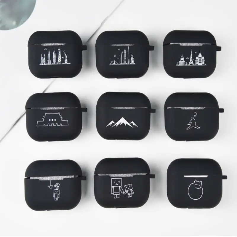 Силиконовый чехол с рисунком мира для беспроводных Bluetooth наушников Airpods Pro Apple 3