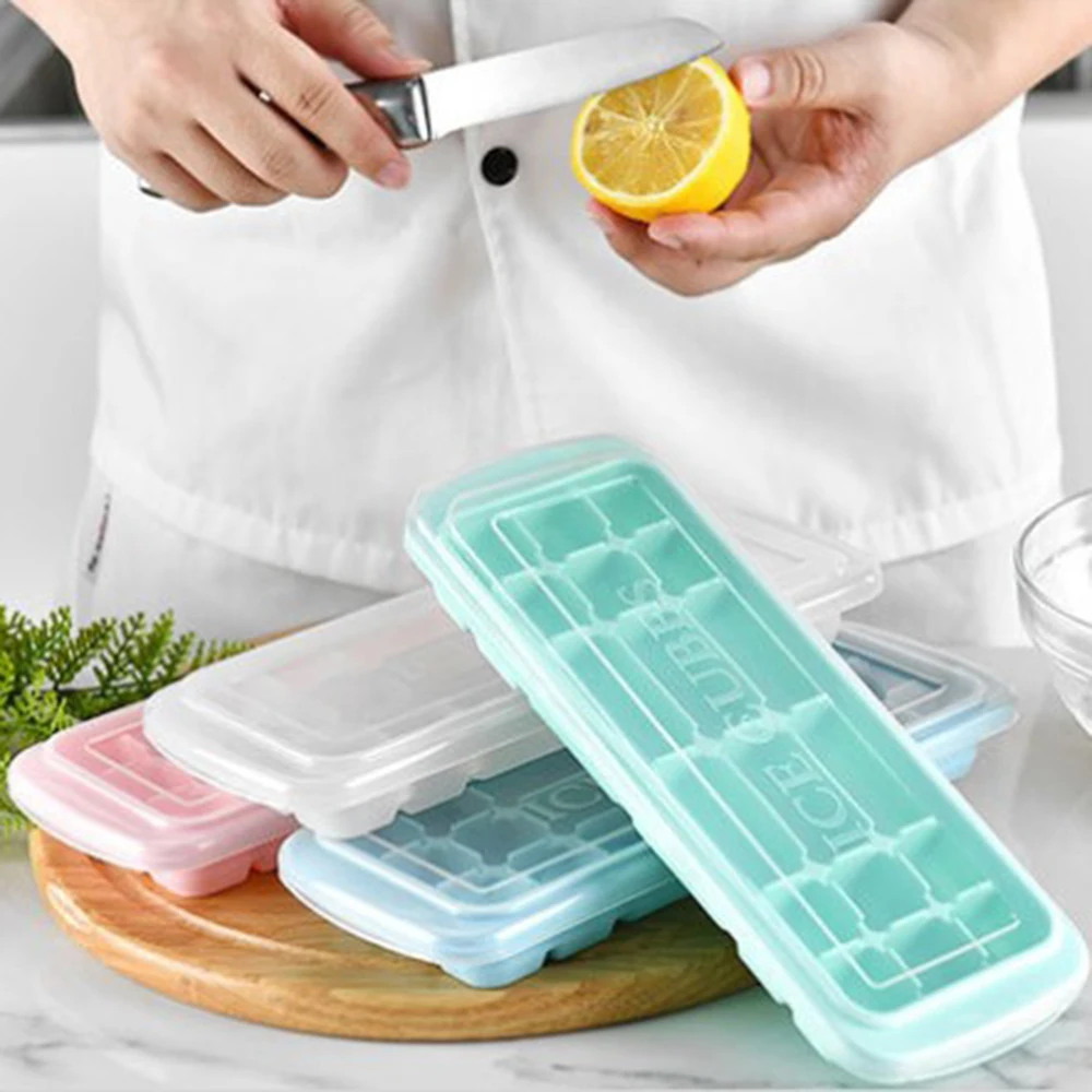 Силиконовые гибкие кубики льда поддоны формы квадратной с прозрачной крышкой