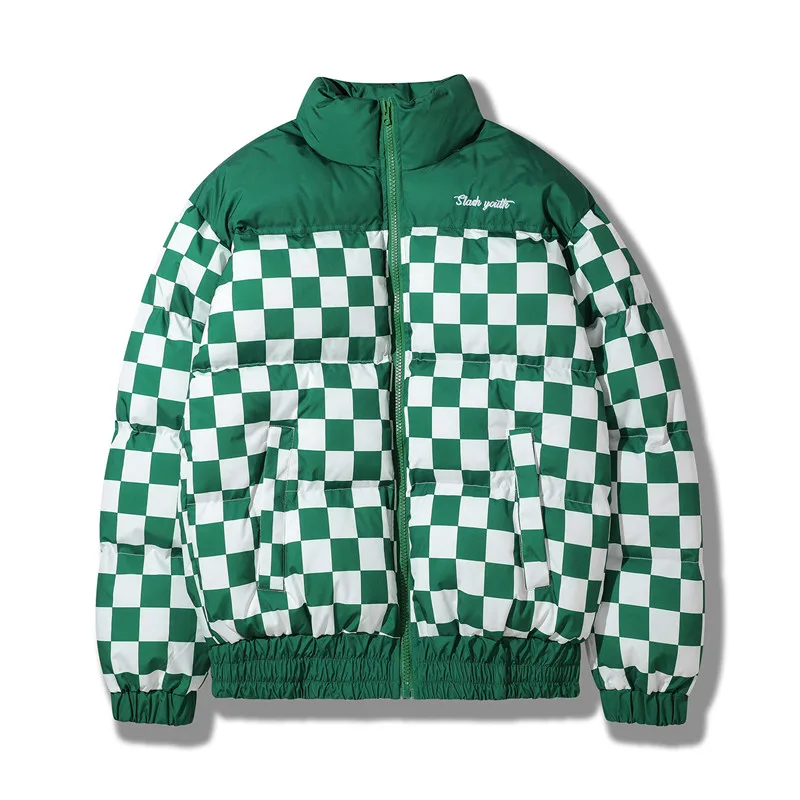 

Мужская стеганая куртка в клетку, утепленная свободная стеганая куртка в стиле ретро, зимнее пальто с хлопковой подкладкой