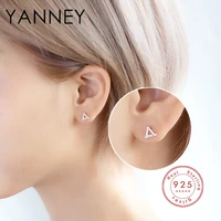 yanney silver color trendy triangle stud earrings woman fashion simple style zircon earrings jewelry