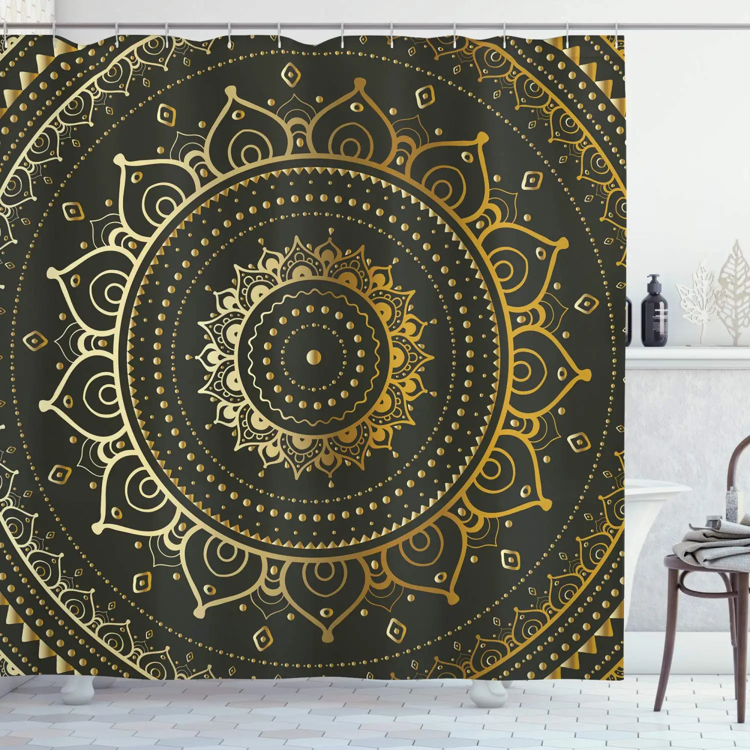 Мандала занавеска для душа по фигуре с символическим искусством иллюстрация