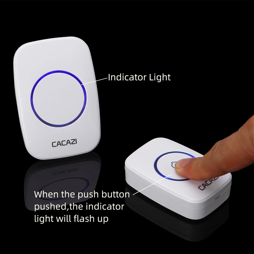 UK Plug Remote Wireless Doorbell Kit Waterproof Push Button Black White Door Bell With 38 Songs Home 1 Receiver | Обустройство дома