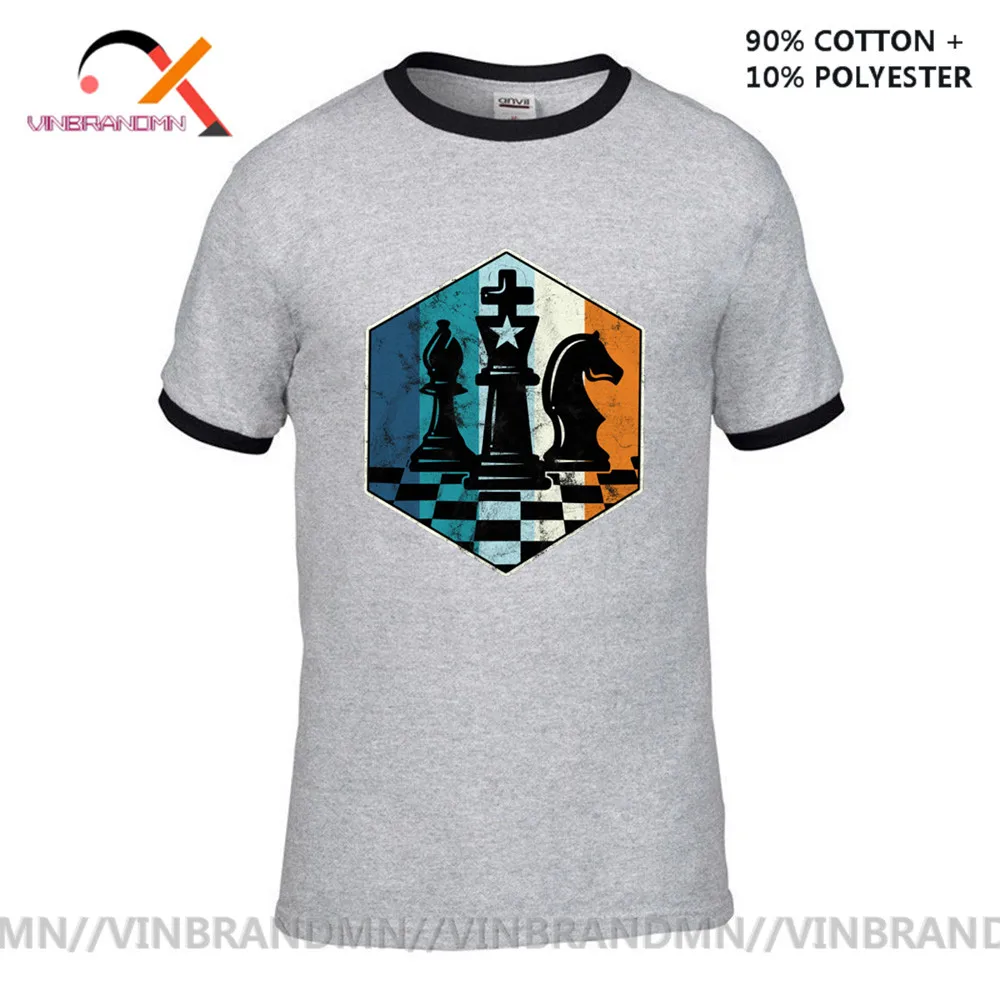 Camiseta шахматная ретро футболка Мужская винтажная для шахматных игр потертая 2020