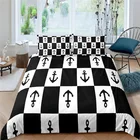 Комплект постельного белья для детей-подростков, черно-белый клетчатый пододеяльник, наволочка, домашний текстиль, размер SingleQueenKing