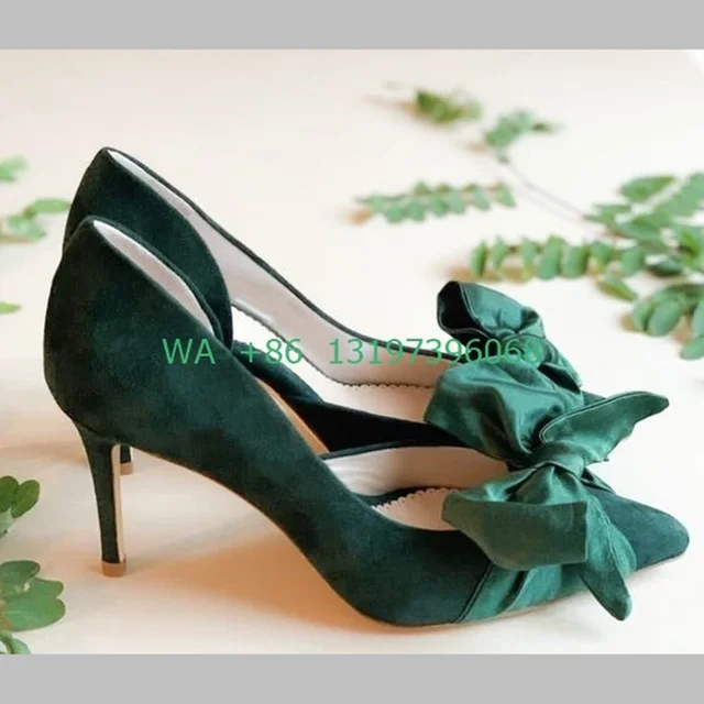 Green Suede Dark Green High Heel Shoes Rebecca High Heel Greenery