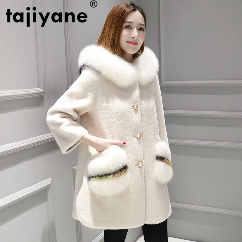 Женское шерстяное пальто с капюшоном теплая винтажная куртка из натурального