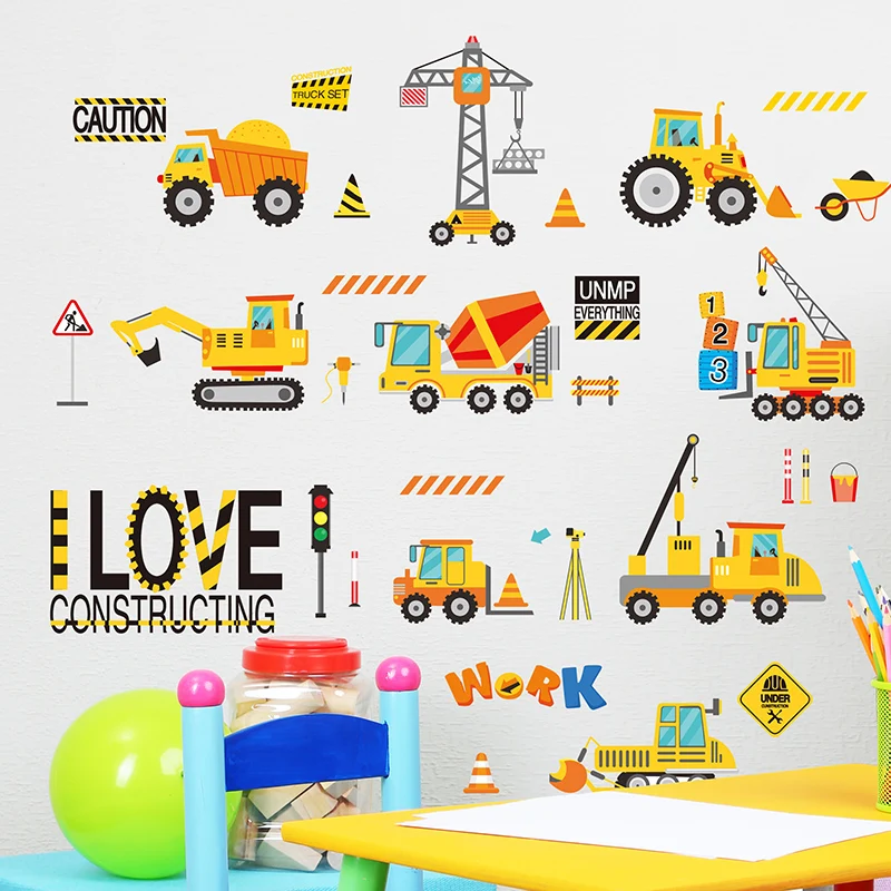 [SHIJUEHEZI] мультфильм инженерных транспортных средств настенные наклейки DIY