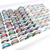 mixmax 100pcs fashion stainless steel rings mixed patterns black silver plated jewelry wholesale size 17 21mm