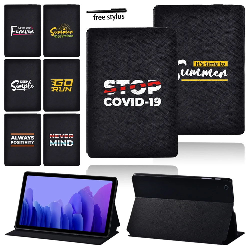 

Tablet Stand Cover Case for Samsung Galaxy Tab A7 10.4 2020 Case SM-T500 SM-T505 PU Leather Printed Phrase Folding Funda