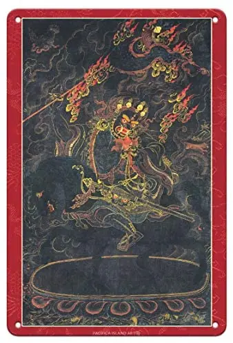 

Begtse Chen (Chamsing) - Dharma Protector of The Dalai Lamas - Tibetan Thangka Buddhist Painting Metal Tin Sign