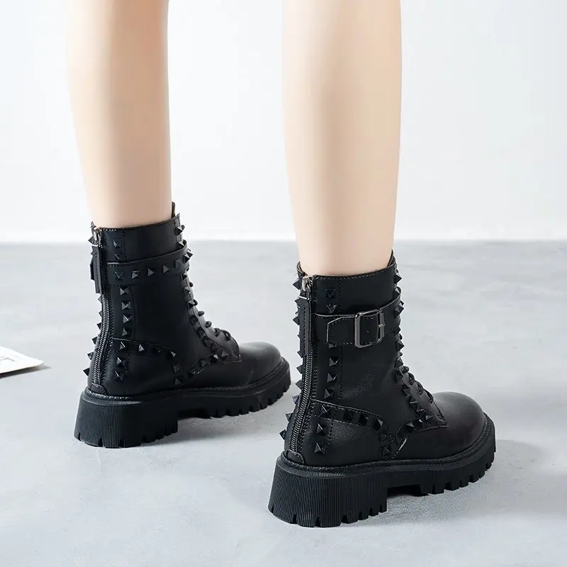 

2020 Women's Fashion Autumn Winter Thick Bottom Casual Boots Wedge Women's Comfortable Round Toe Lace Solid Women Boots