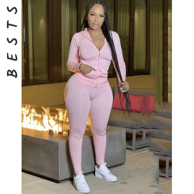 

Women Autumn Tracksuit Yoga Two Piece Set Casual Solid Long Sleeve Zippers Hoodies Sportwear Leggings Sweatpants Outfit Fitness