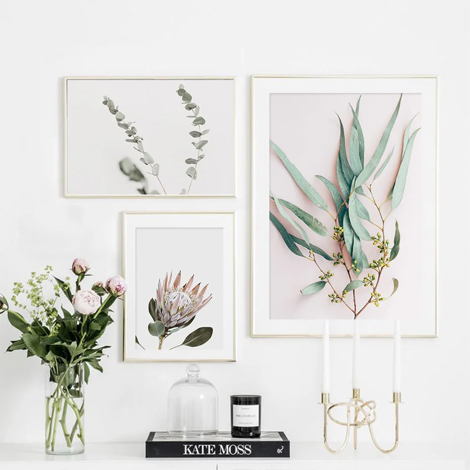 

Modern Plants Leaves King Protea Flowers Wall Art Pictures Canvas Paintings Posters and Prints for Living Room Home Decor