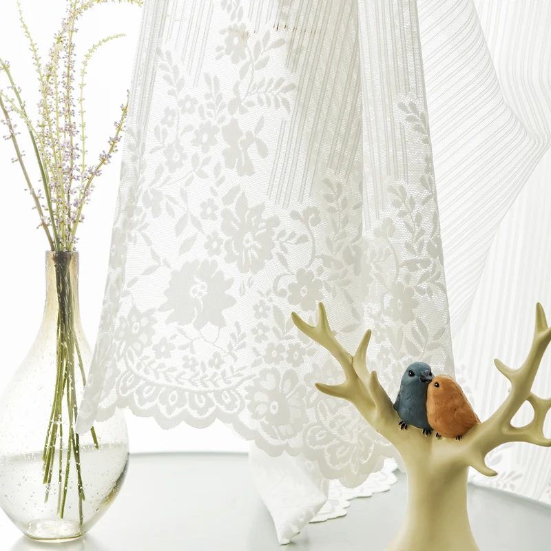 Korean White Embroidered Voile Curtains For Bedroom Window Curtain Living Room Sheer Blinds Custom Made Drapes 201Y | Дом и сад