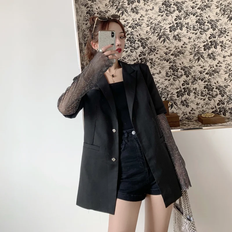 Женский однотонный блейзер с длинным рукавом Длинное Элегантное пальто в стиле