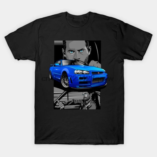 Мужская и Женская Футболка Paul Walker x GTR R34|Мужские футболки| |