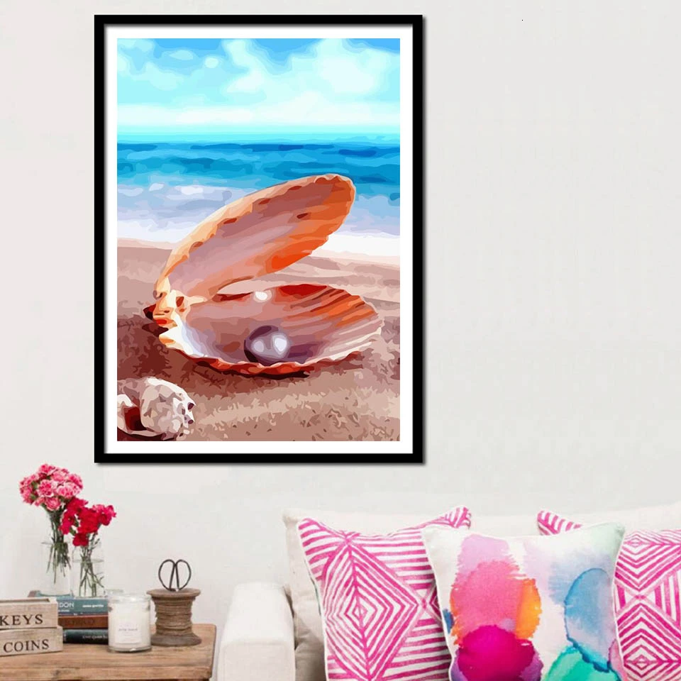 Раскраска по номерам AZQSD для взрослых сделай сам рама морская звезда Декор дома