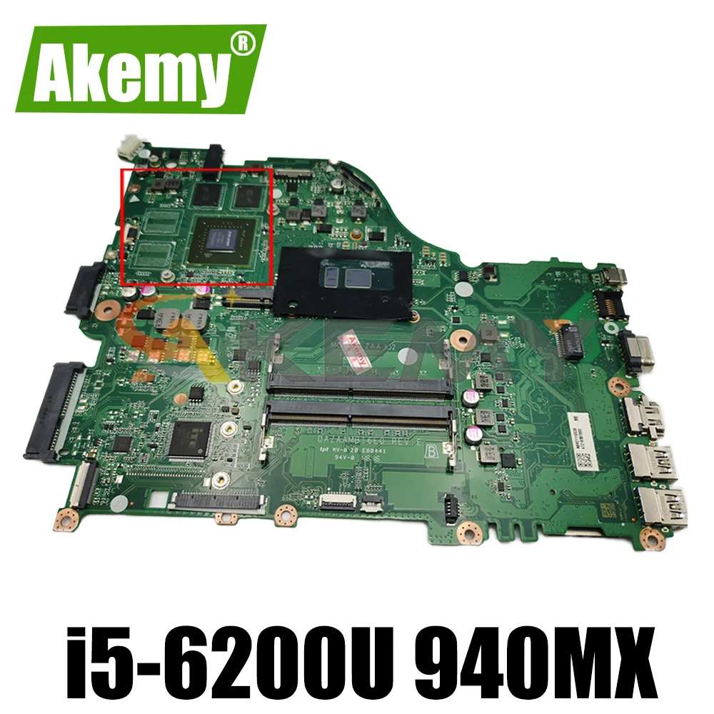 Материнская плата ZAA X32 для ноутбука ACER E5-575 F5-573 E5-575G, материнская плата DAZAAMB16E0 NBGHG11046 CPU i5-6200U 940MX 100%? Полностью протестирована