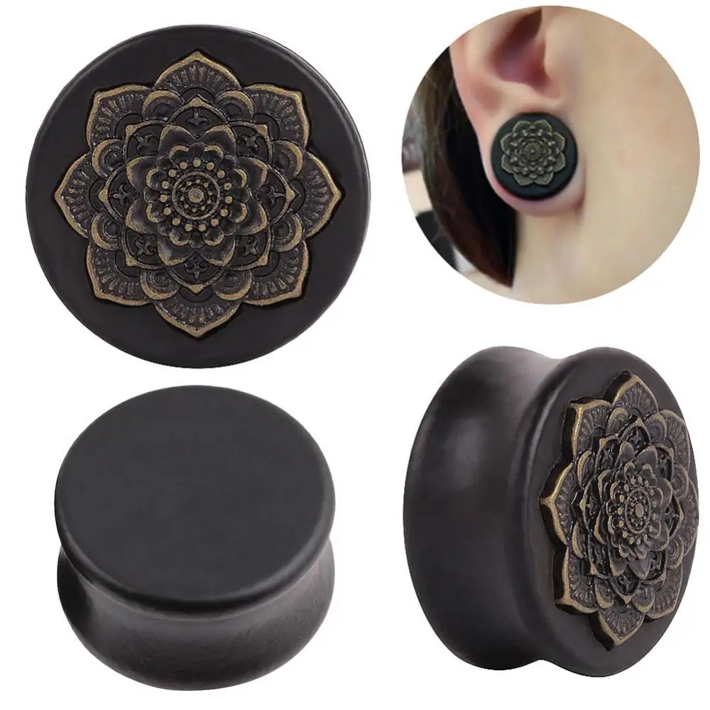

Hot Sales!! 1Pc Vintage Lady Mandala Flower Double Flared Ear Expander Plug Piercing Jewelry