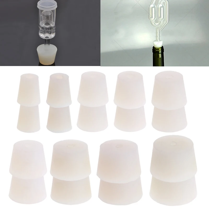 

2 Pcs Silicone Rubber Plug Stopper With Hole Airlock Bubbler Valve Wine Brew