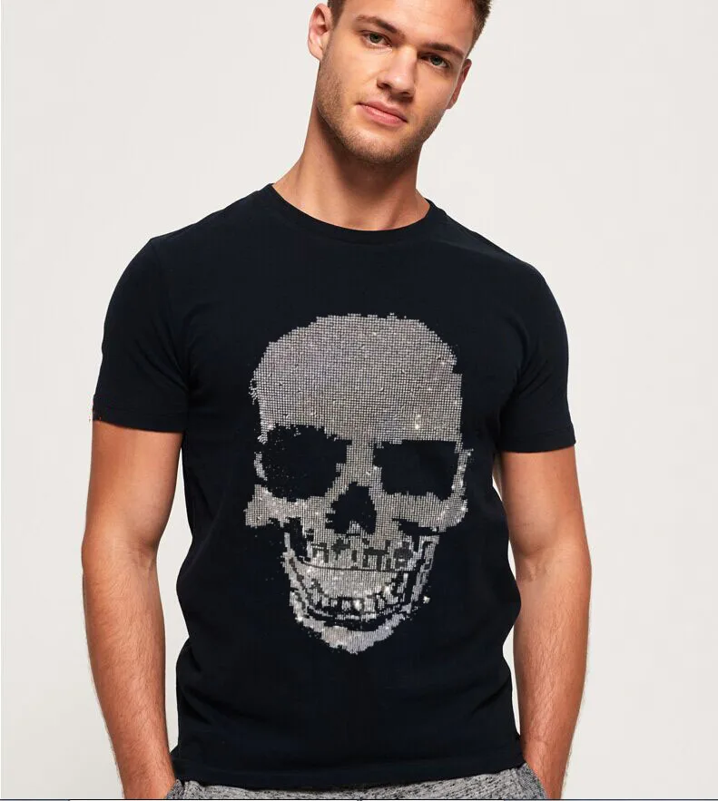 

Мужская футболка с бриллиантовым камнем, высокое качество, задняя сторона, летний свободный дизайн, короткий рукав, Забавные футболки, футб...