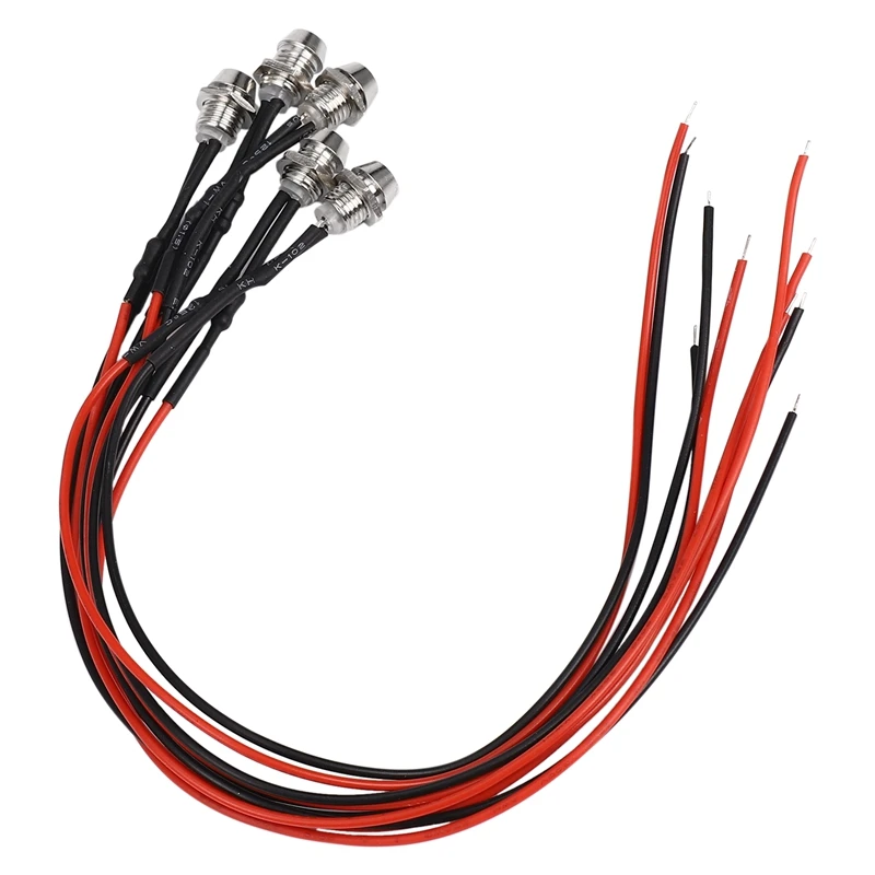 

5x12 В, 6 мм, автомобильные металлические светодиодные индикаторы, лампочка, Пилотная лампа, все 5 цветов