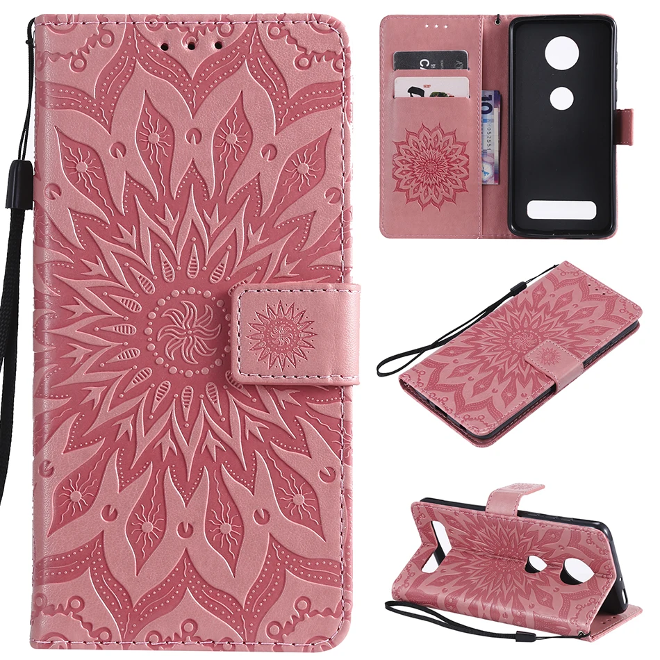 Чехол для телефона с откидной крышкой и карманом карты подсолнуха Motorola E7 Z4 G8 Power G7