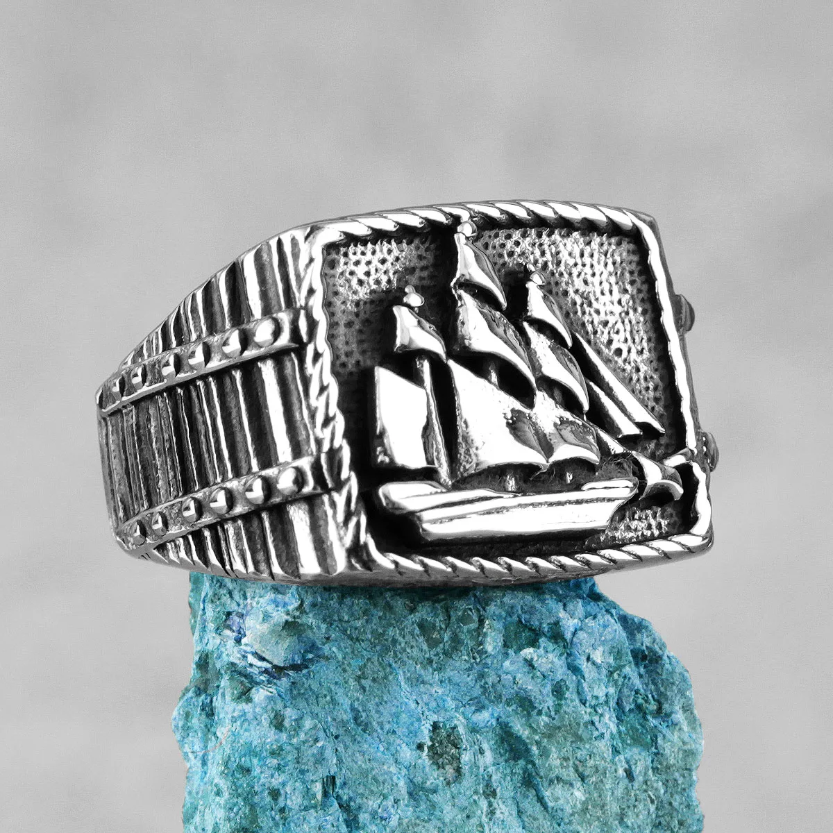 Гладкий парусный спорт удачи безопасные мужские кольца из нержавеющей стали