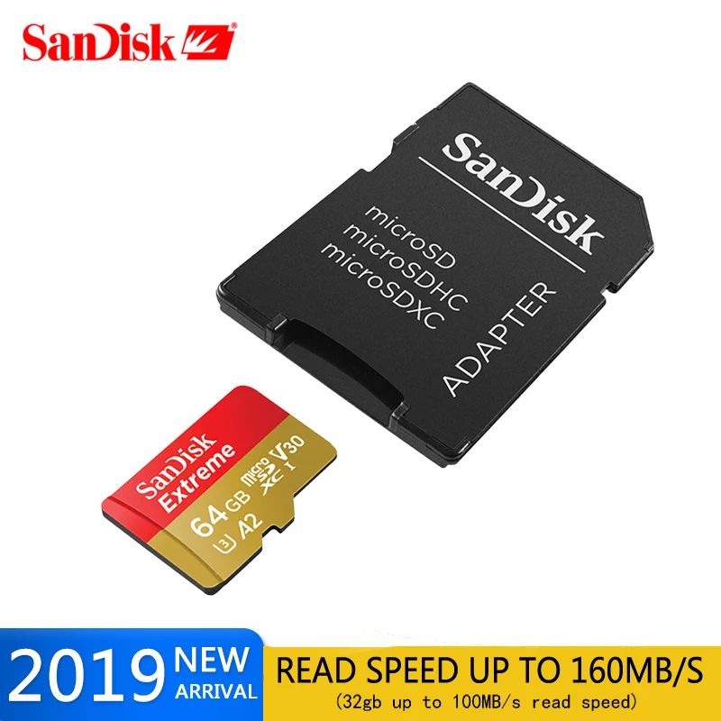Sandisk Оригинальная карта памяти Экстрим Micro SD A2 A1 V30 U3 флэш 64 ГБ 32 TF 128 Microsd для