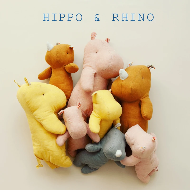 

1 PC Hippo Baby Soft Toys Handmade Cozy Cotton Linen Stuffed Animal Toys Cute Forest Animal Cloth Toys Rag Doll