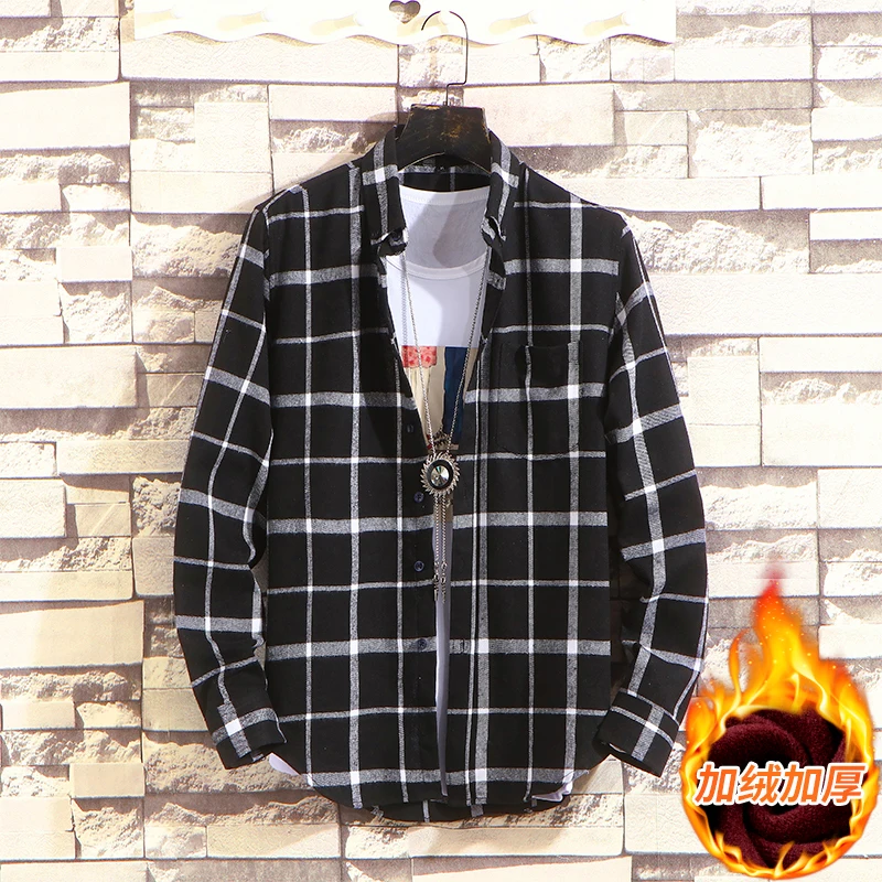 Мужская Фланелевая рубашка в клетку теплая Рабочая Рубашка с длинным рукавом