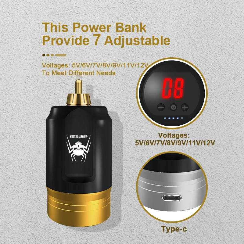 Привидение паук перезаряжаемый беспроводной источник питания для татуировки RCA