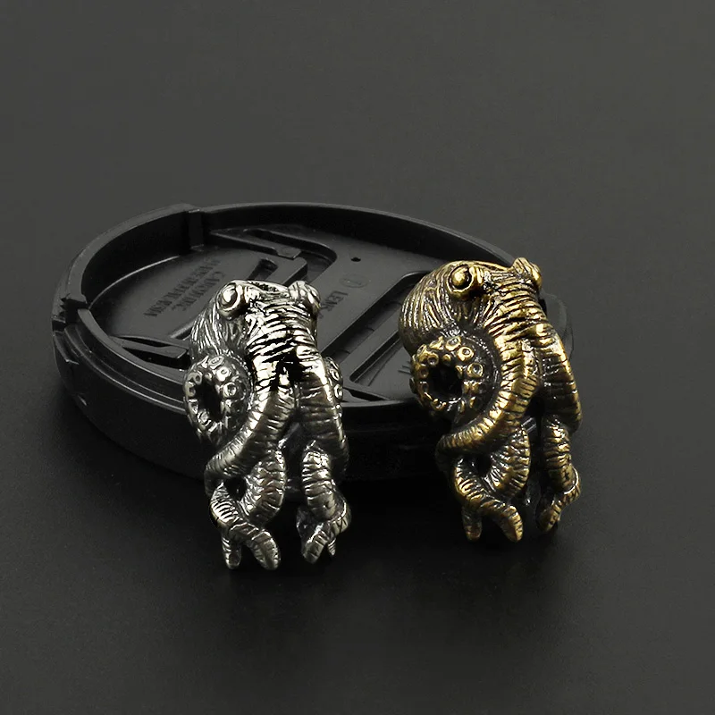 Octopus Knife Beads Brass Squid Beads Umbrella Rope Pendant Vintage Copper Paracord Beads DIY